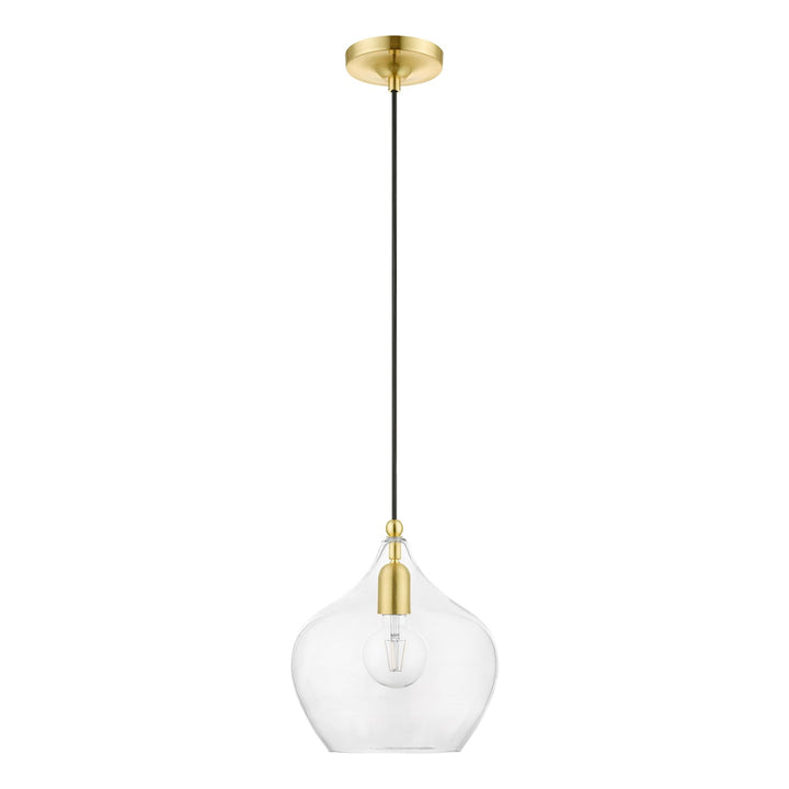 1 Light Satin Brass With Polished Brass Accent Pendant