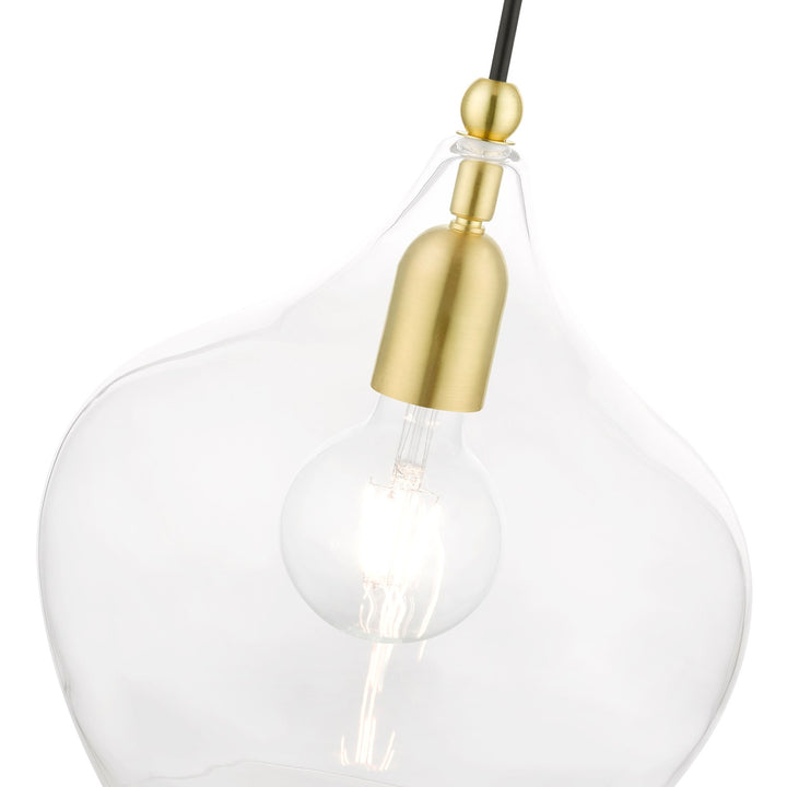 1 Light Satin Brass With Polished Brass Accent Pendant