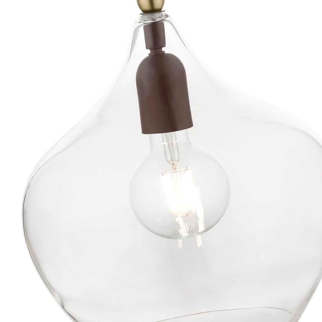 1 Light Bronze With Antique Brass Accent Pendant