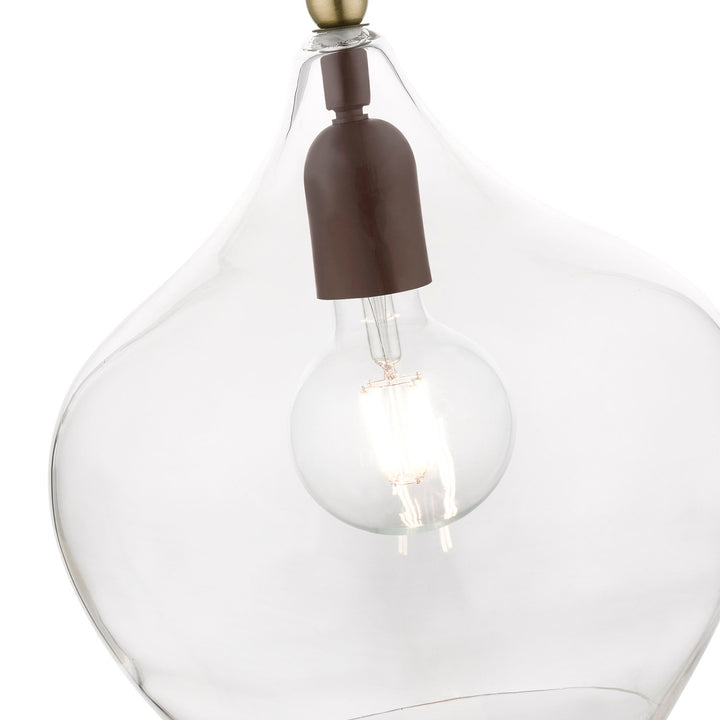 1 Light Bronze With Antique Brass Accent Pendant