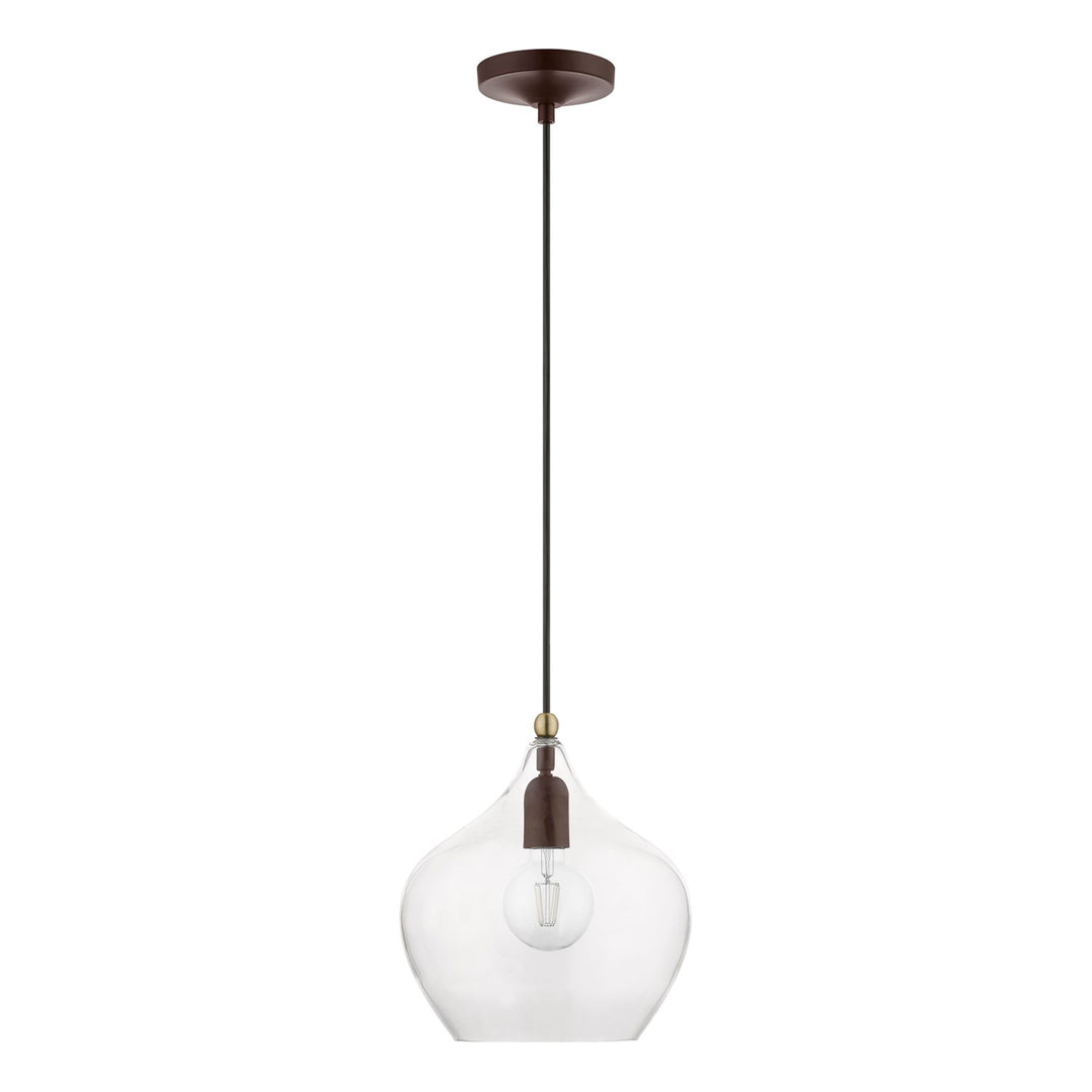 1 Light Bronze With Antique Brass Accent Pendant