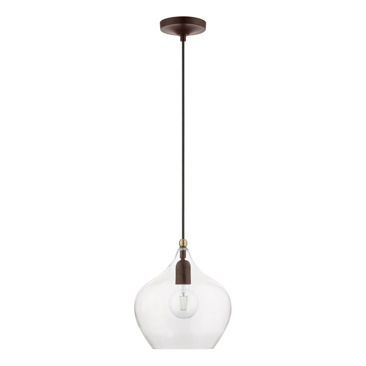 1 Light Bronze With Antique Brass Accent Pendant