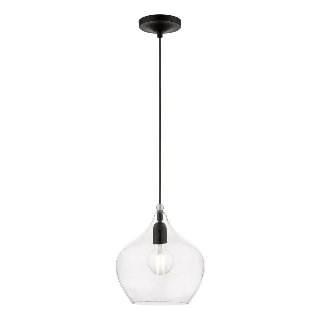 1 Light Black With Brushed Nickel Accent Pendant by Livex Lighting