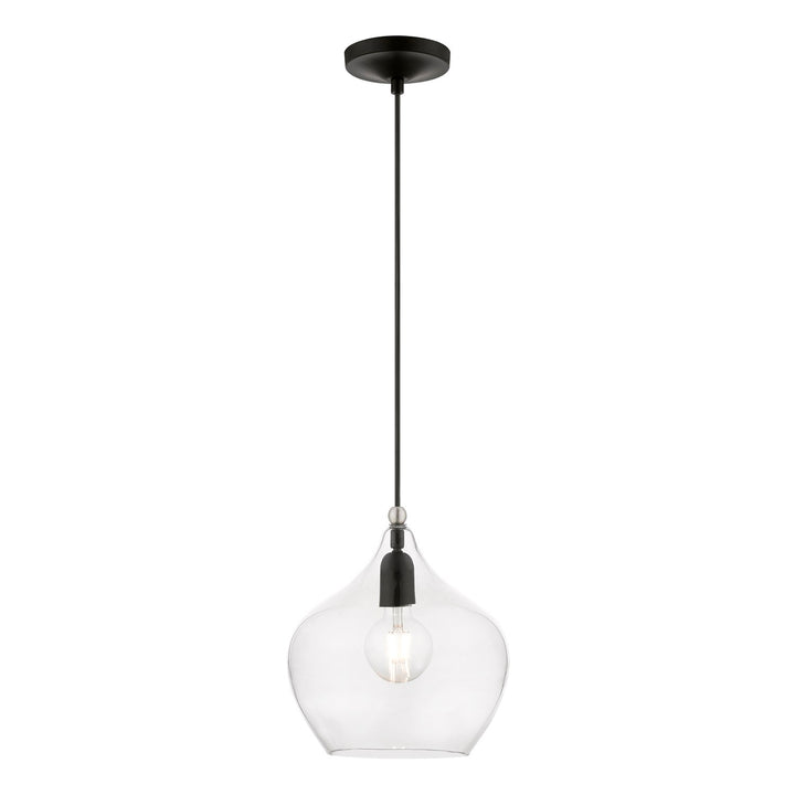 1 Light Black With Brushed Nickel Accent Pendant by Livex Lighting