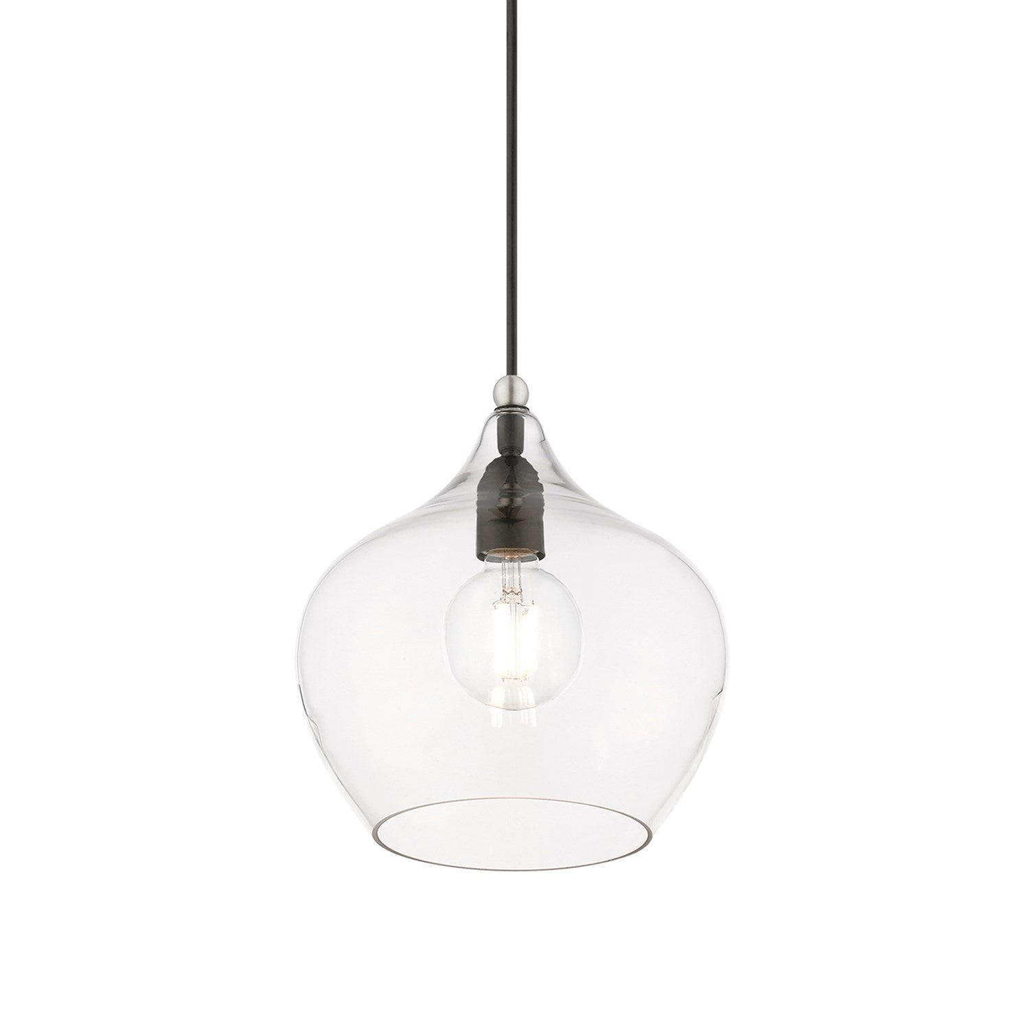 1 Light Black With Brushed Nickel Accent Pendant
