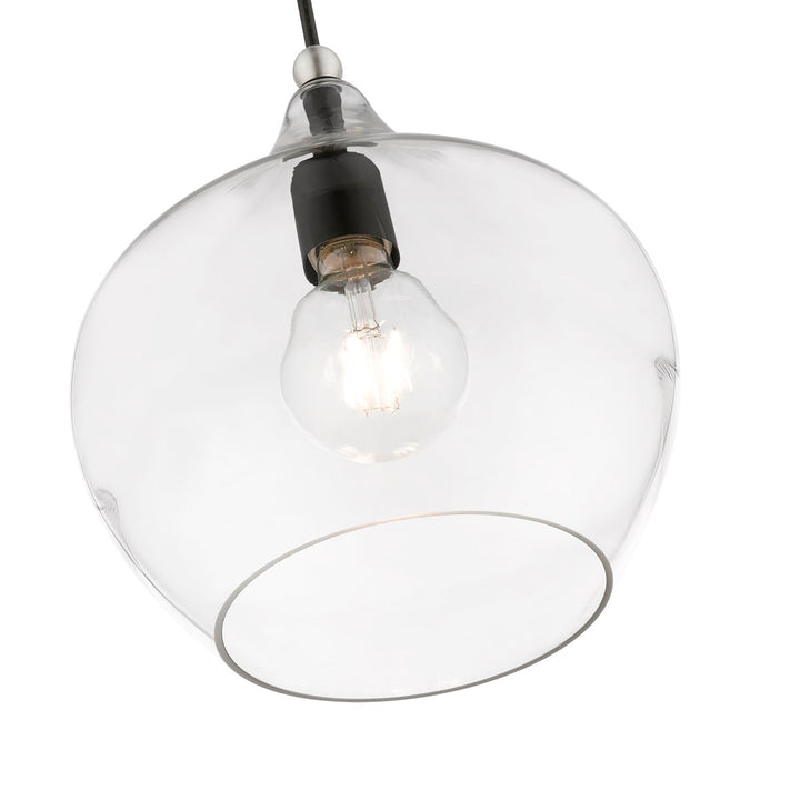 1 Light Black With Brushed Nickel Accent Pendant
