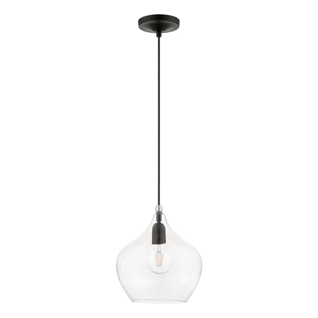 1 Light Black With Brushed Nickel Accent Pendant