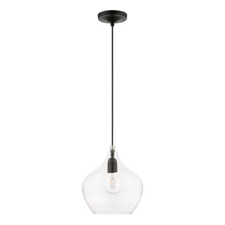 1 Light Black With Brushed Nickel Accent Pendant