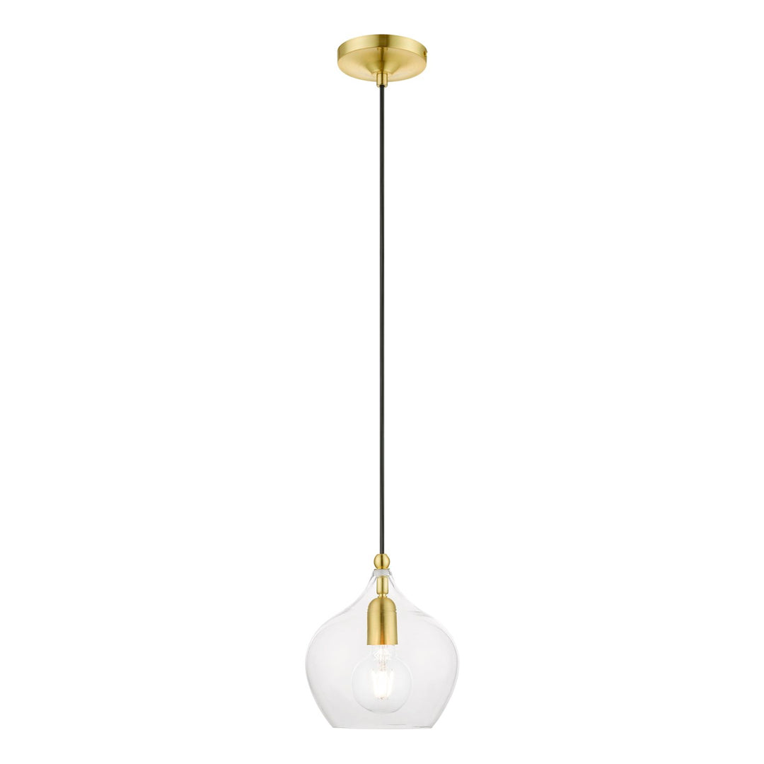 1 Light Satin Brass With Polished Brass Accent Pendant by Livex Lighting