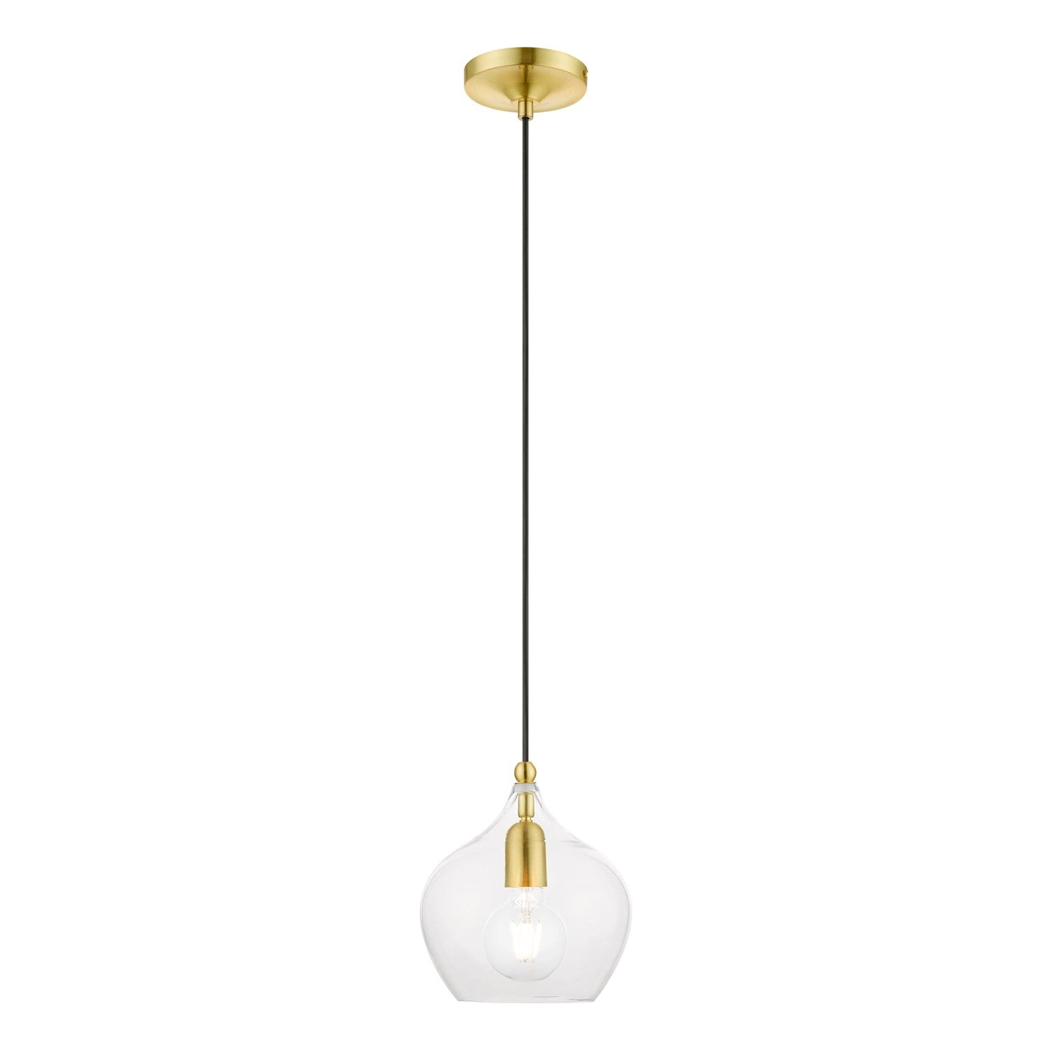 1 Light Satin Brass With Polished Brass Accent Pendant by Livex Lighting