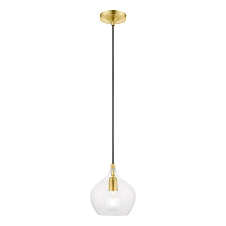 1 Light Satin Brass With Polished Brass Accent Pendant by Livex Lighting