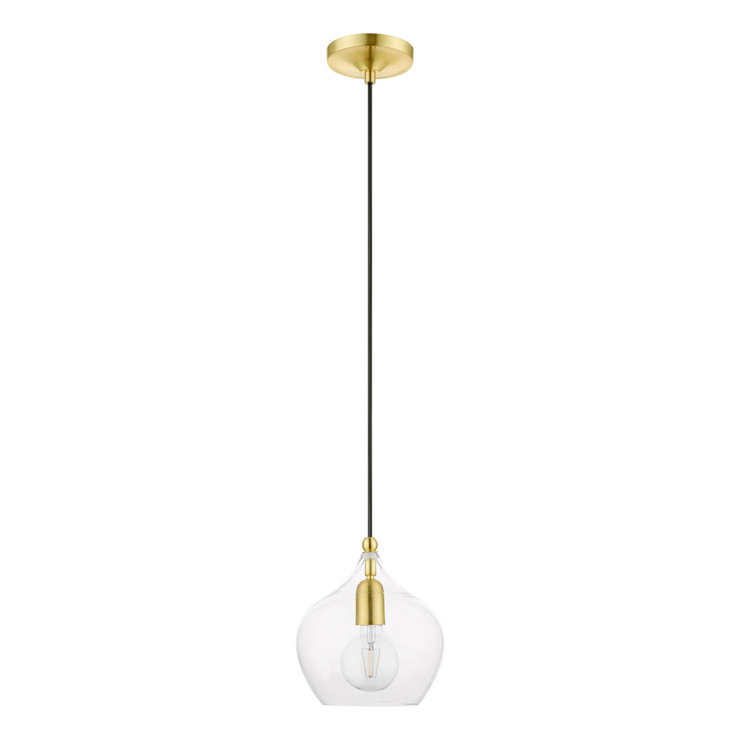 1 Light Satin Brass With Polished Brass Accent Pendant