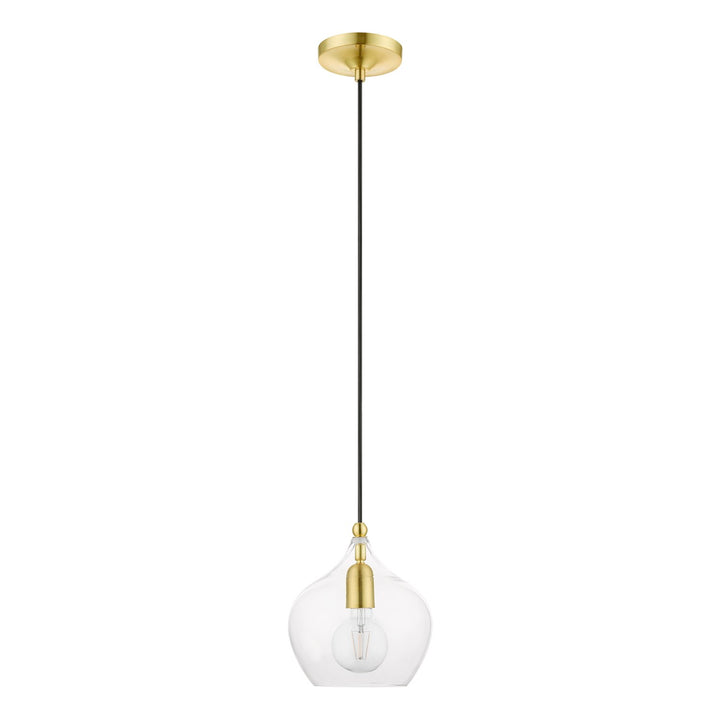 1 Light Satin Brass With Polished Brass Accent Pendant