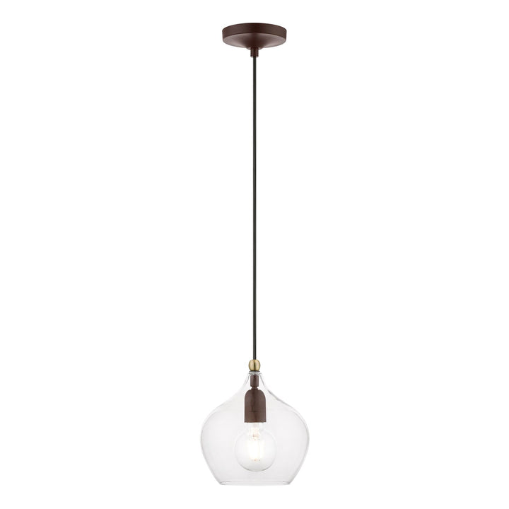 1 Light Bronze With Antique Brass Accent Pendant by Livex Lighting