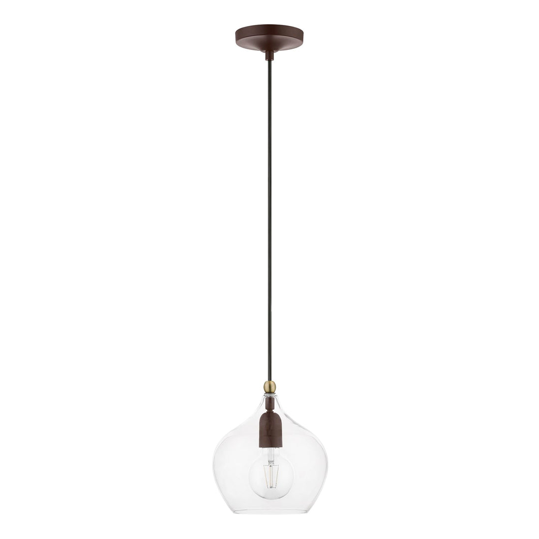 1 Light Bronze With Antique Brass Accent Pendant