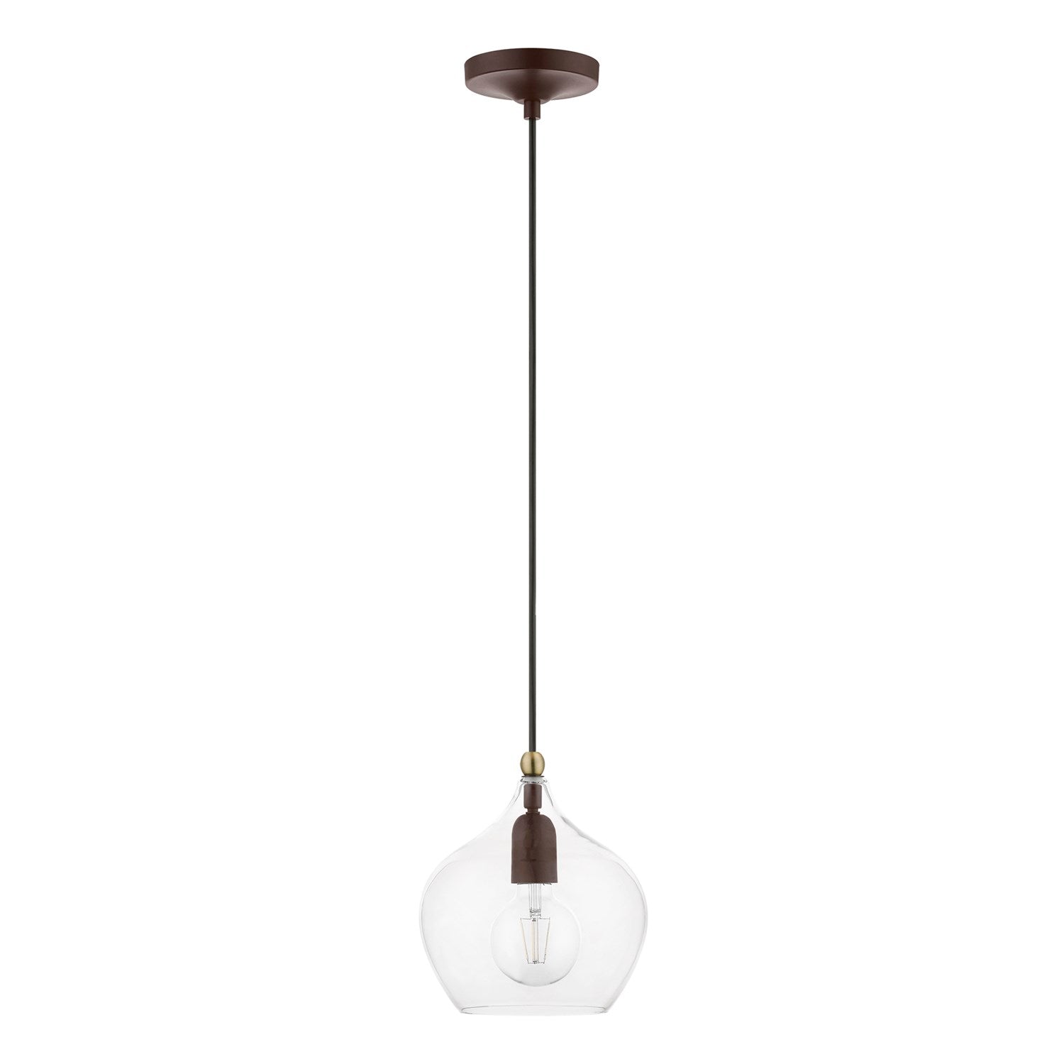 1 Light Bronze With Antique Brass Accent Pendant