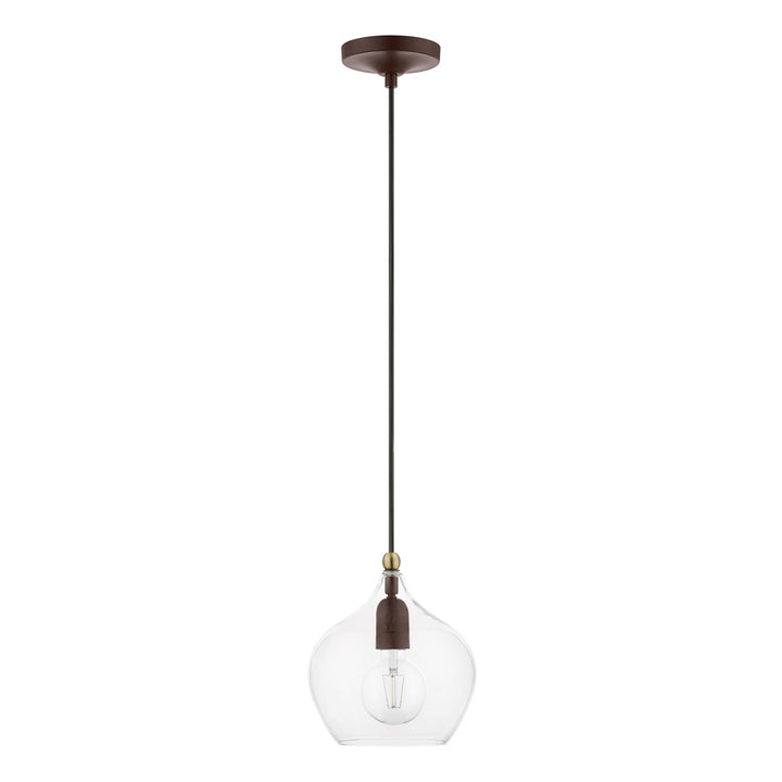 1 Light Bronze With Antique Brass Accent Pendant