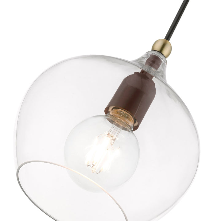 1 Light Bronze With Antique Brass Accent Pendant