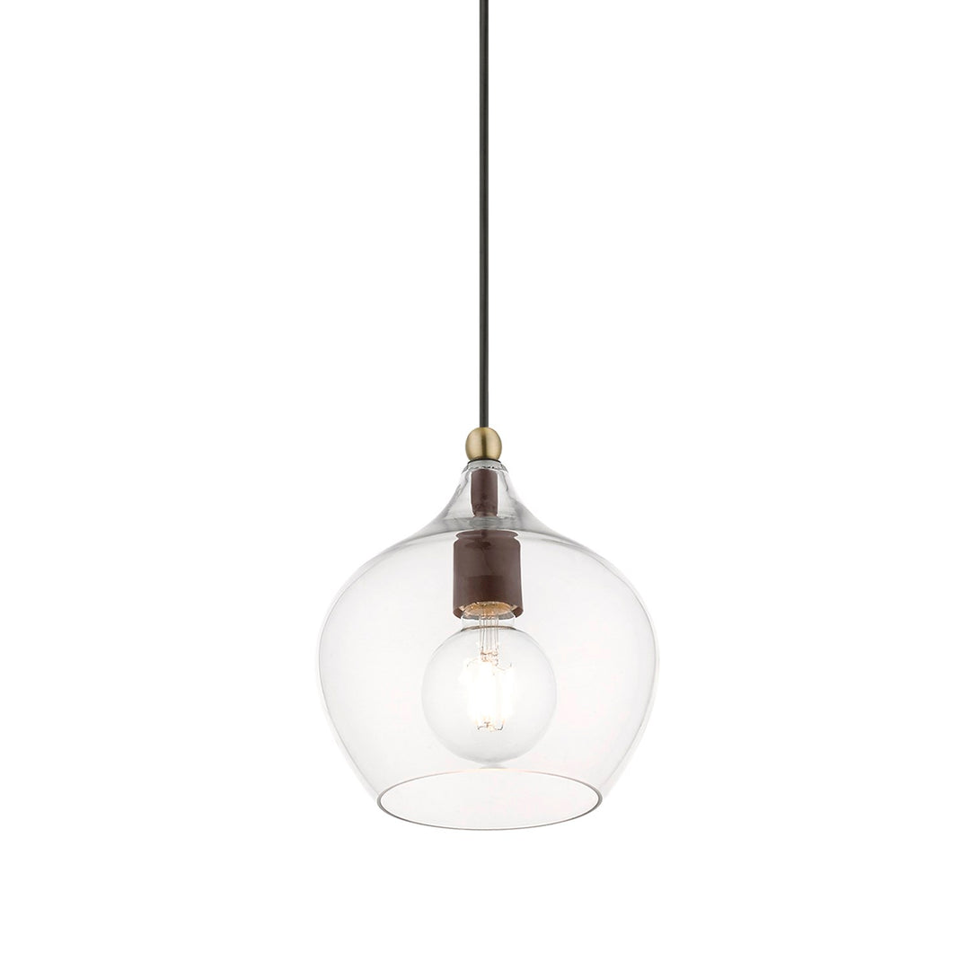 1 Light Bronze With Antique Brass Accent Pendant