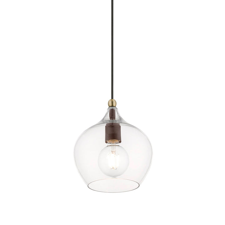 1 Light Bronze With Antique Brass Accent Pendant
