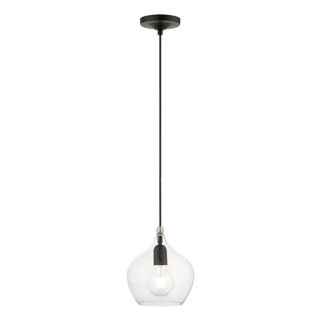 1 Light Black With Brushed Nickel Accent Pendant by Livex Lighting
