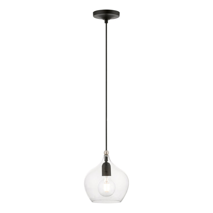 1 Light Black With Brushed Nickel Accent Pendant by Livex Lighting