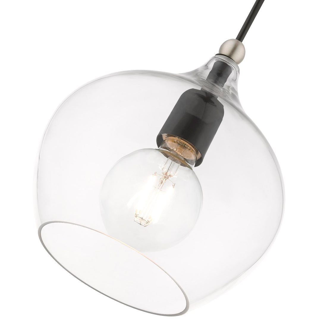 1 Light Black With Brushed Nickel Accent Pendant