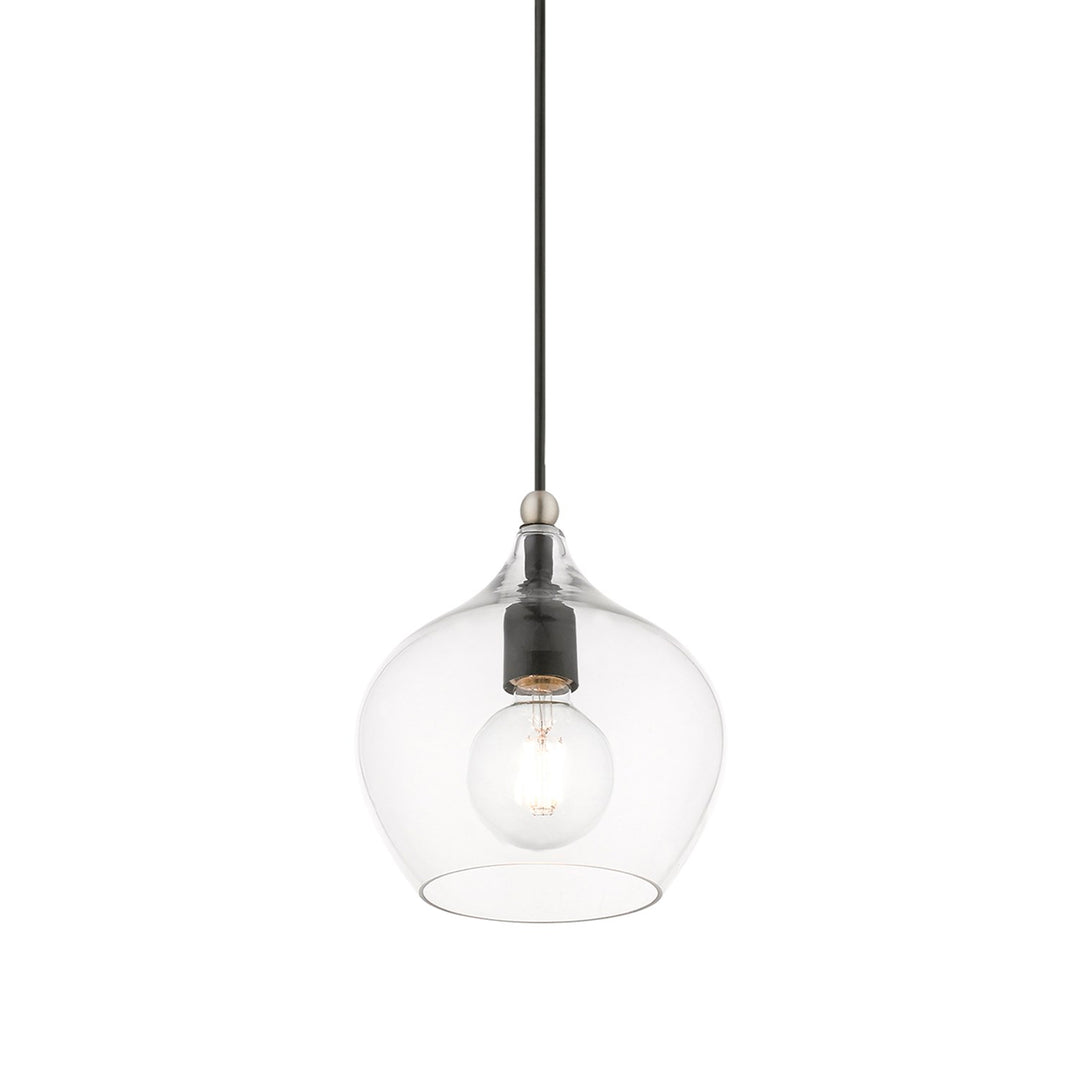 1 Light Black With Brushed Nickel Accent Pendant