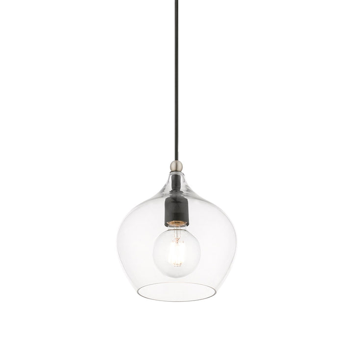 1 Light Black With Brushed Nickel Accent Pendant