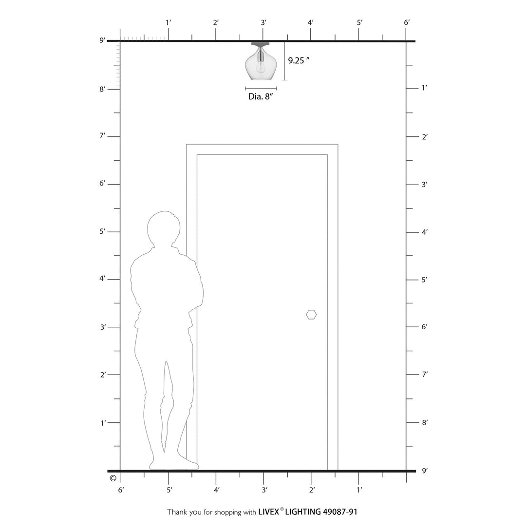 1 Light Brushed Nickel Semi-Flush