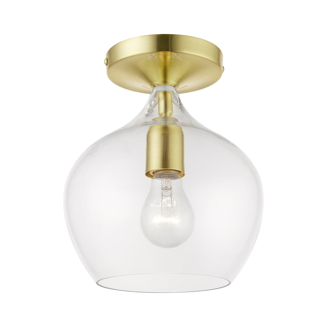 1 Light Satin Brass With Polished Brass Accent Semi-Flush by Livex Lighting