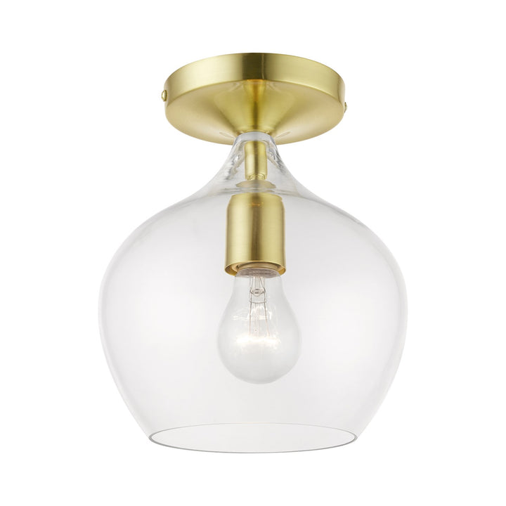 1 Light Satin Brass With Polished Brass Accent Semi-Flush by Livex Lighting