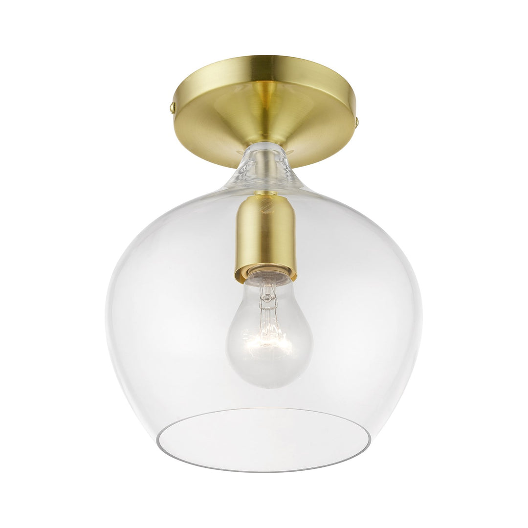 1 Light Satin Brass With Polished Brass Accent Semi-Flush