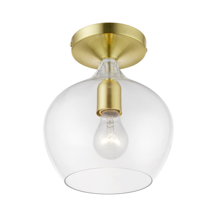 1 Light Satin Brass With Polished Brass Accent Semi-Flush