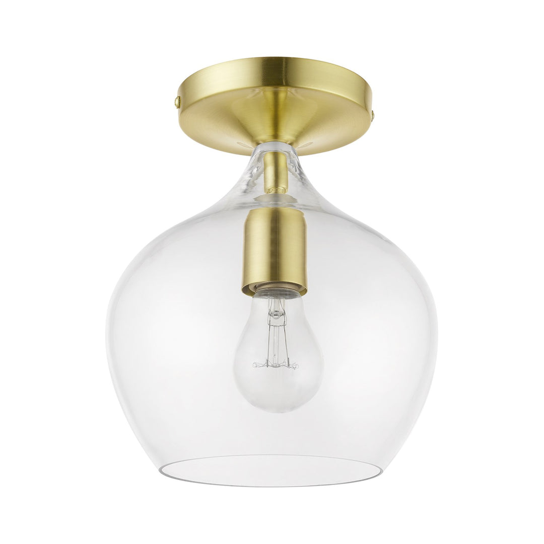 1 Light Satin Brass With Polished Brass Accent Semi-Flush