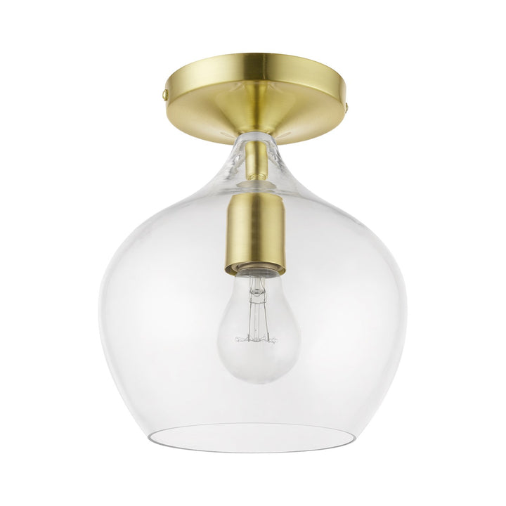 1 Light Satin Brass With Polished Brass Accent Semi-Flush