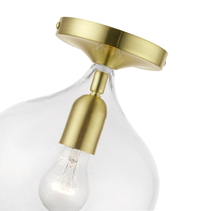 1 Light Satin Brass With Polished Brass Accent Semi-Flush