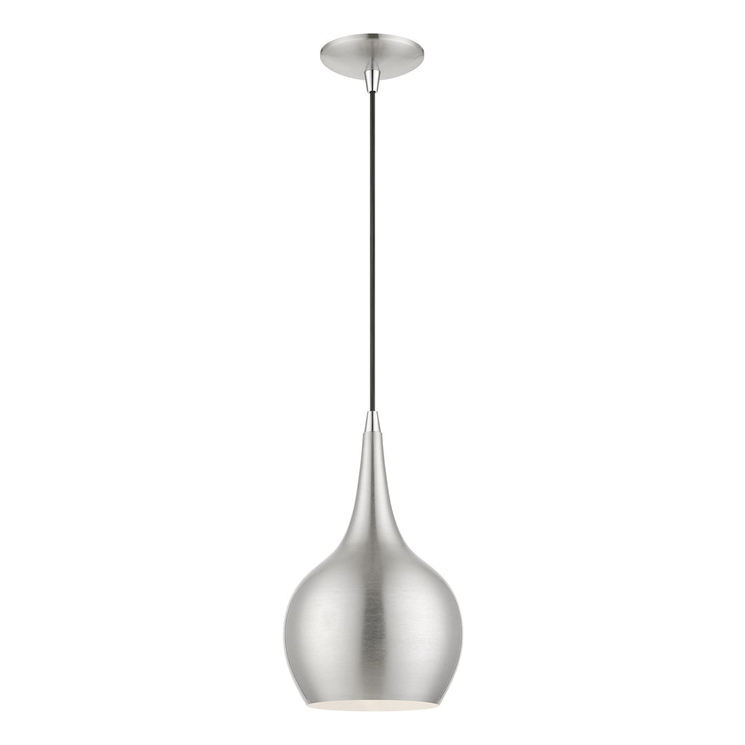1 Light Brushed Nickel With Polished Chrome Accents Mini Pendant by Livex Lighting