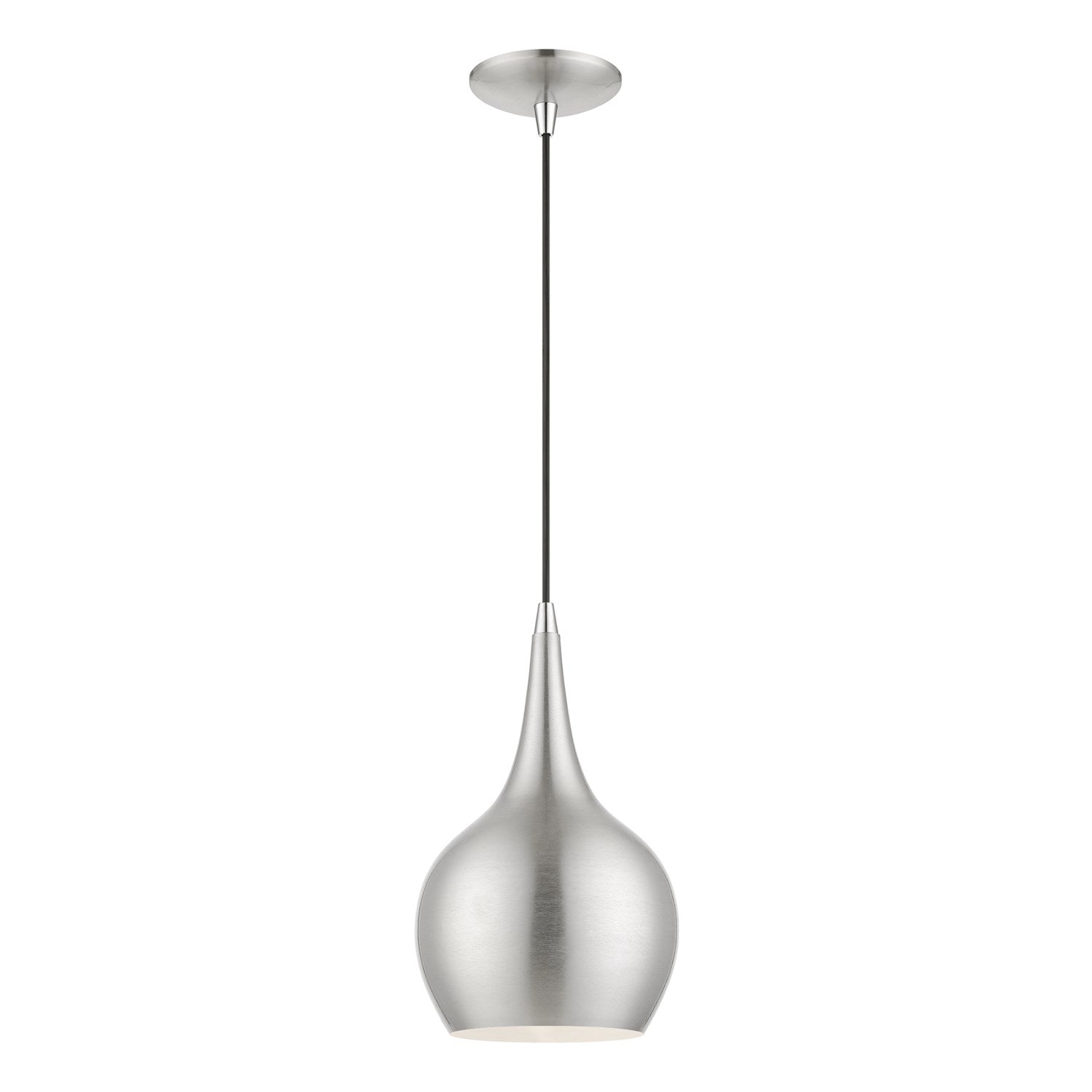 1 Light Brushed Nickel With Polished Chrome Accents Mini Pendant by Livex Lighting