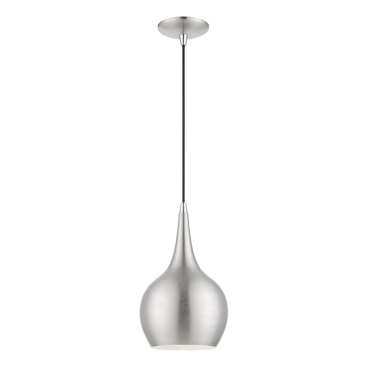 1 Light Brushed Nickel With Polished Chrome Accents Mini Pendant by Livex Lighting