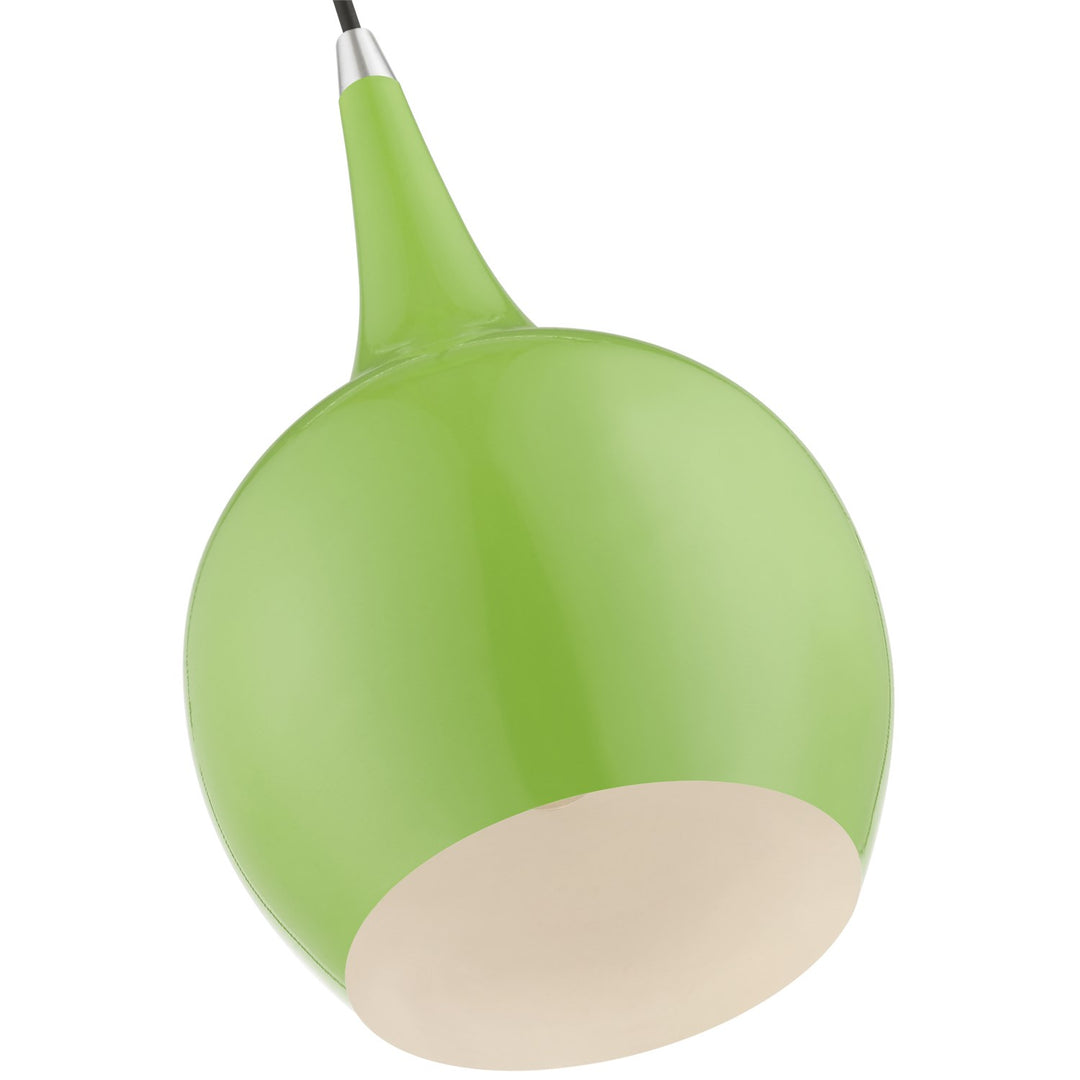 1 Light Shiny Apple Green With Polished Chrome Accents Mini Pendant