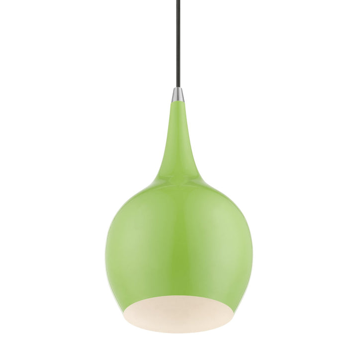 1 Light Shiny Apple Green With Polished Chrome Accents Mini Pendant