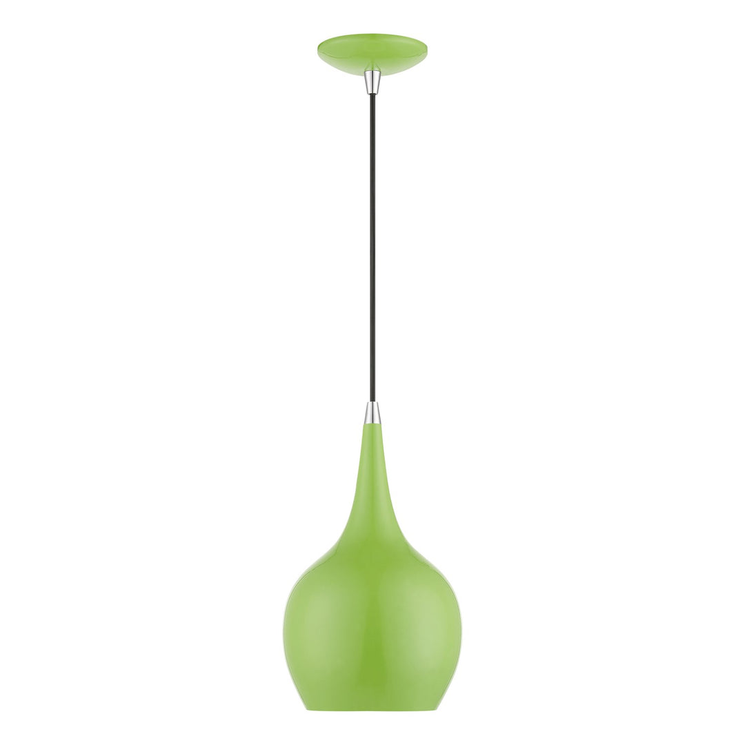 1 Light Shiny Apple Green With Polished Chrome Accents Mini Pendant