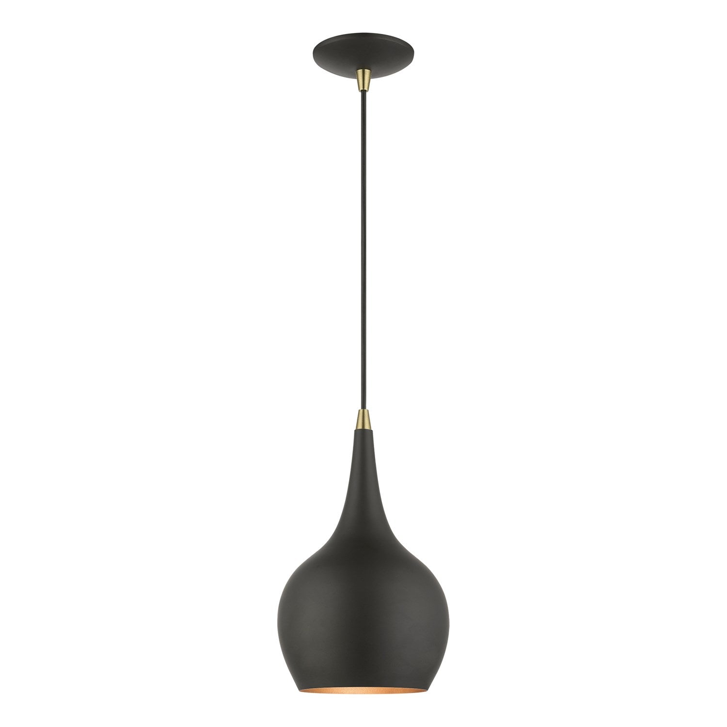 1 Light Black With Antique Brass Accents Mini Pendant by Livex Lighting