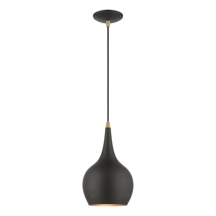 1 Light Black With Antique Brass Accents Mini Pendant by Livex Lighting