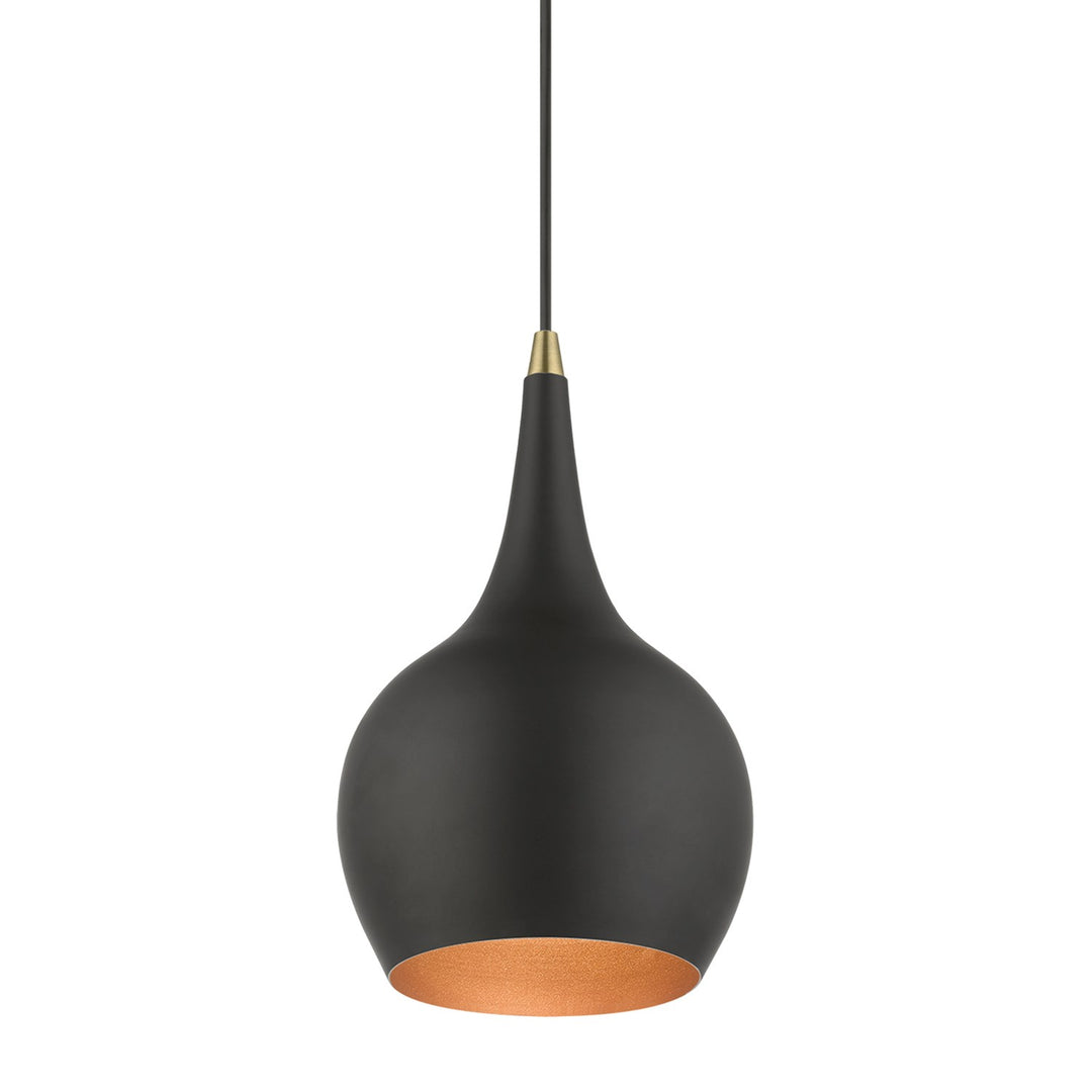 1 Light Black With Antique Brass Accents Mini Pendant