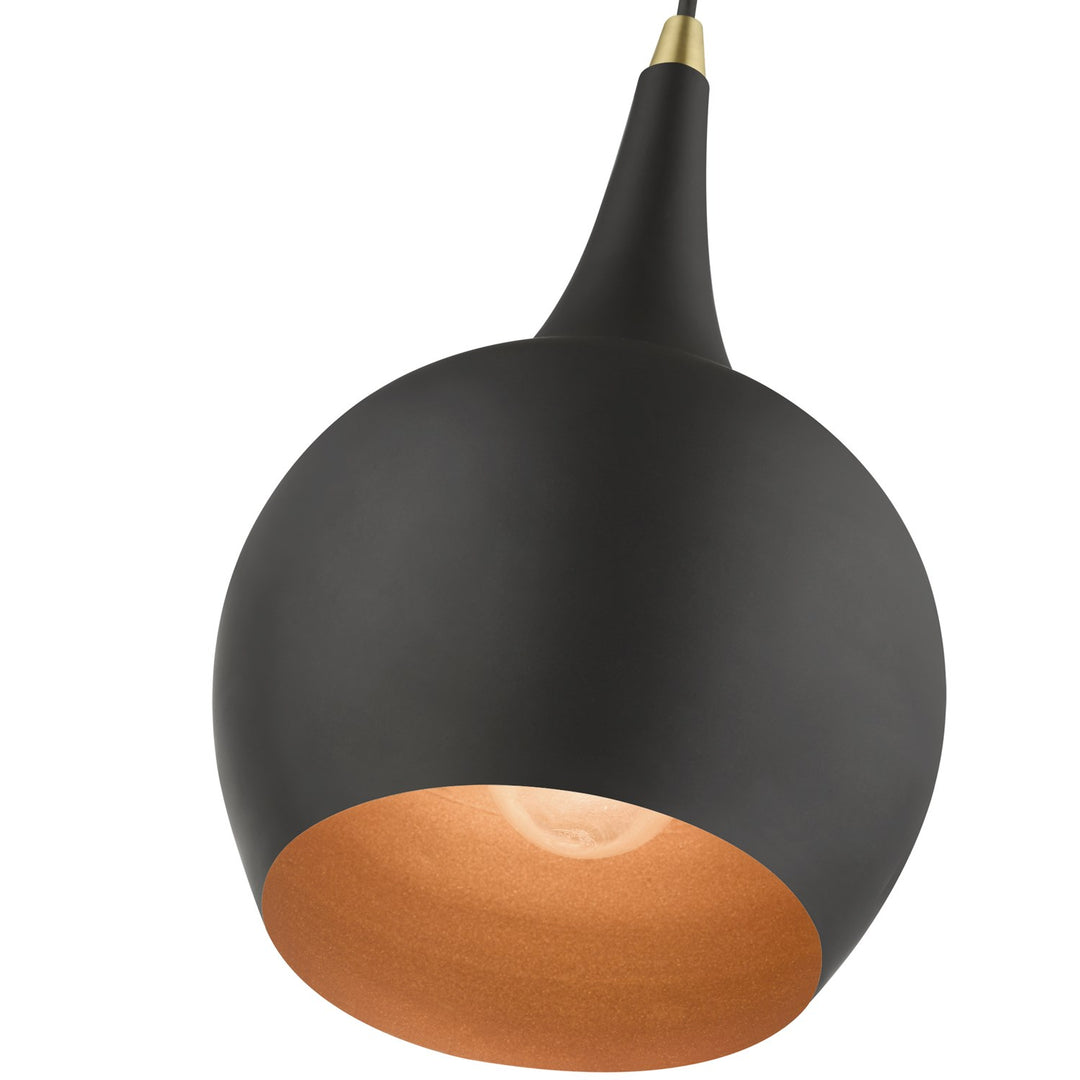 1 Light Black With Antique Brass Accents Mini Pendant