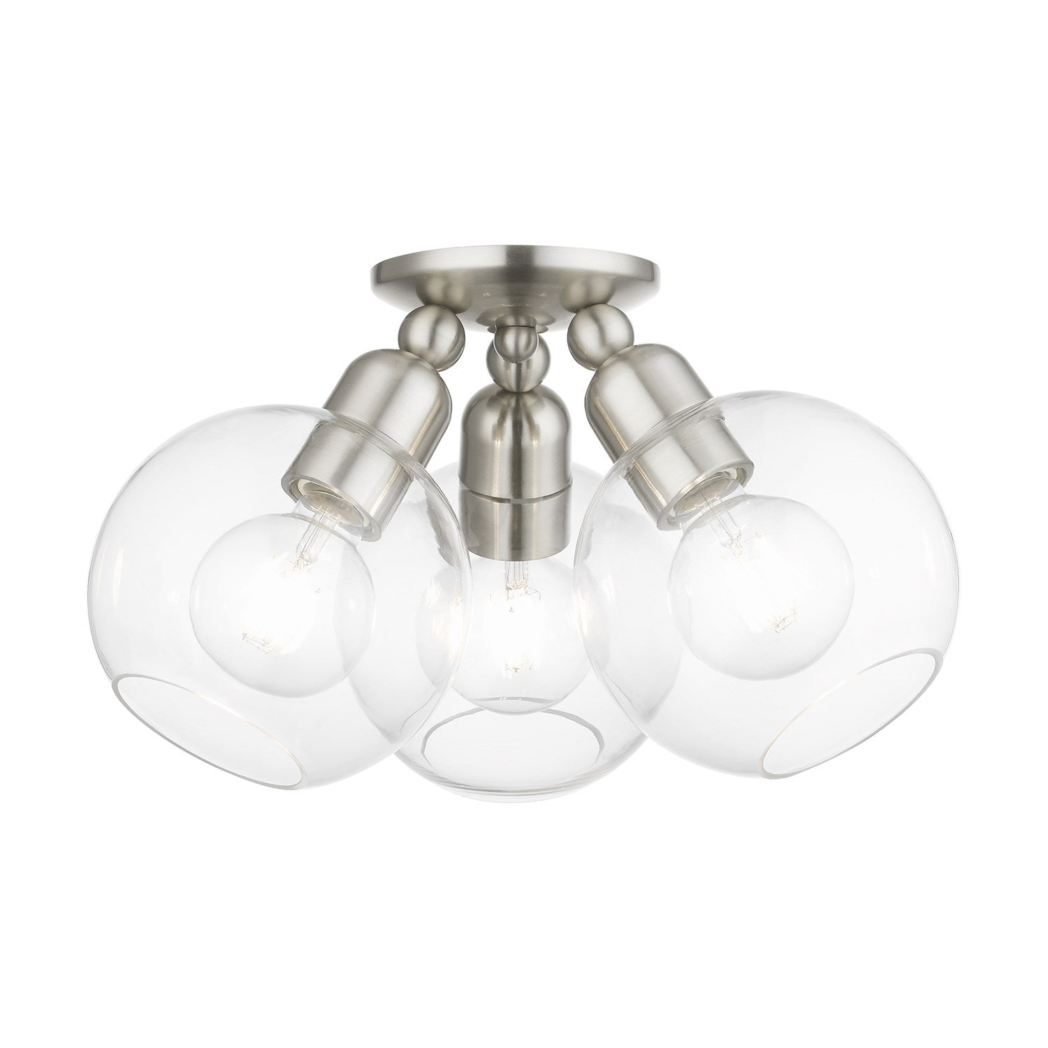 3 Light Brushed Nickel Sphere Semi-Flush by Livex Lighting