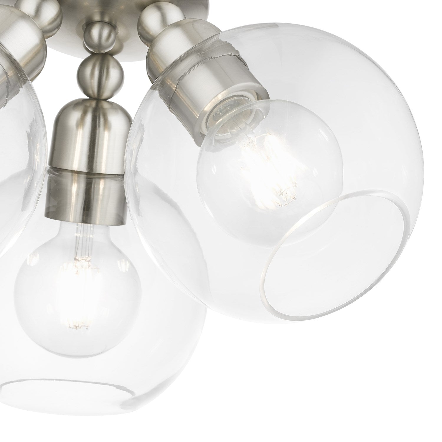 3 Light Brushed Nickel Sphere Semi-Flush