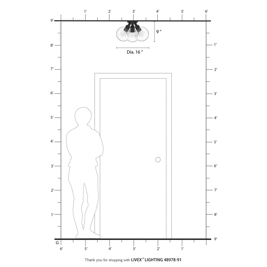 3 Light Brushed Nickel Sphere Semi-Flush